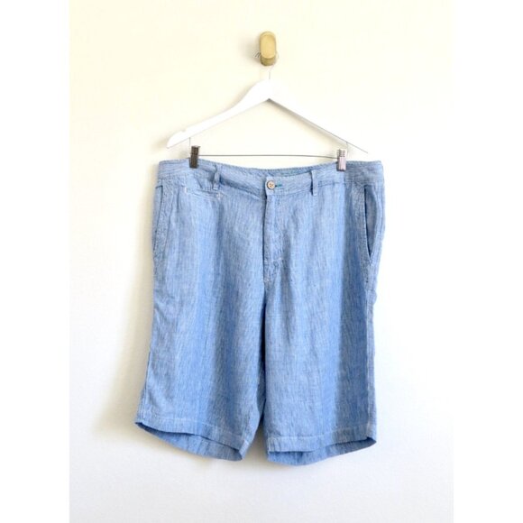 Tommy Bahama Provence Relax Shorts 100% Linen Blue White Pin Stripe SZ 38 - Picture 2 of 9